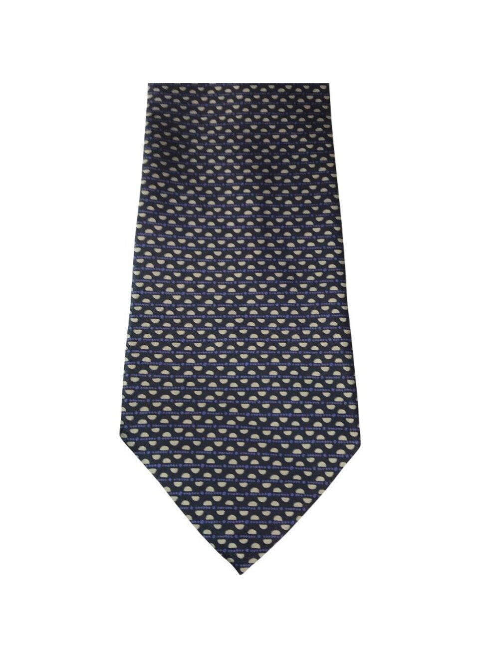 Geoffrey Beene Mens Silk Tie Black & Gold Pattern Made In Italy